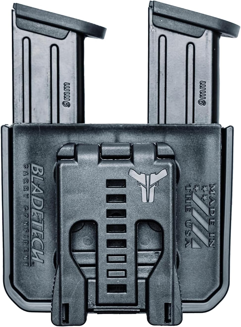 OWB Double Mag Pouch for Glock 17, 19, 22, 23 & More - USA Made - Signature Double Magazine Carrier with Tek-Lok Belt Attachment Clip by Blade-Tech Holsters