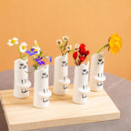 MOUGIGI Set of 5 Cat Flower Vase Bud Ceramic Small Cute Mini Handmade Decor - Unique Modern Tiny Wedding Party Birthday Gift - Bulk Trendy Pretty Little Vases