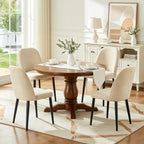 Upholstered Dining Chairs Set of 4, Chenille Mid Century Modern Fabric Dining Room Chair High-Back Padded Kitchen Chairs with Padded Seat and Metal Legs for Kitchen Dining Room Restaurant Cafe, Beige