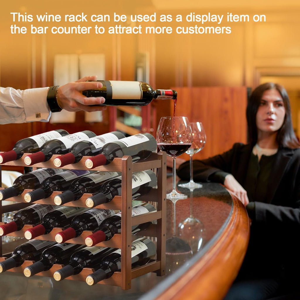 Wine Rack Countertop, 16 Bottle Wine Racks for Wine Bottles Storage Display, 4 Tier Wooden Wine Rack Free Standing Floor Wine Racks Countertop Wine Holder Bottle Rack Wine Storage Cabinet Shelf