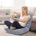 14-Position Floor Sofa, Folding Gaming Sofa Chair, Comfy Cushions & Study Steel Frame, Angle Adjustable Sleeper Bed, Couch Recliner (Grey)