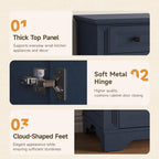 ONBRILL 63" Sideboard Buffet Cabinet, Kitchen Buffet Storage Cabinet, Large Credenza with Drawers & Doors, Wood Coffee Bar Console Wine Bar for Living Room Hallway Blue