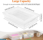 Lifewit 12 Pack Plastic Multi-Purpose Storage Box with Latching Lids, Clear A4, 8.5" x 11" Letter Size Paper Storage, Storage Containers for Board Game, Craft, Document, Magazine, Art Supplies