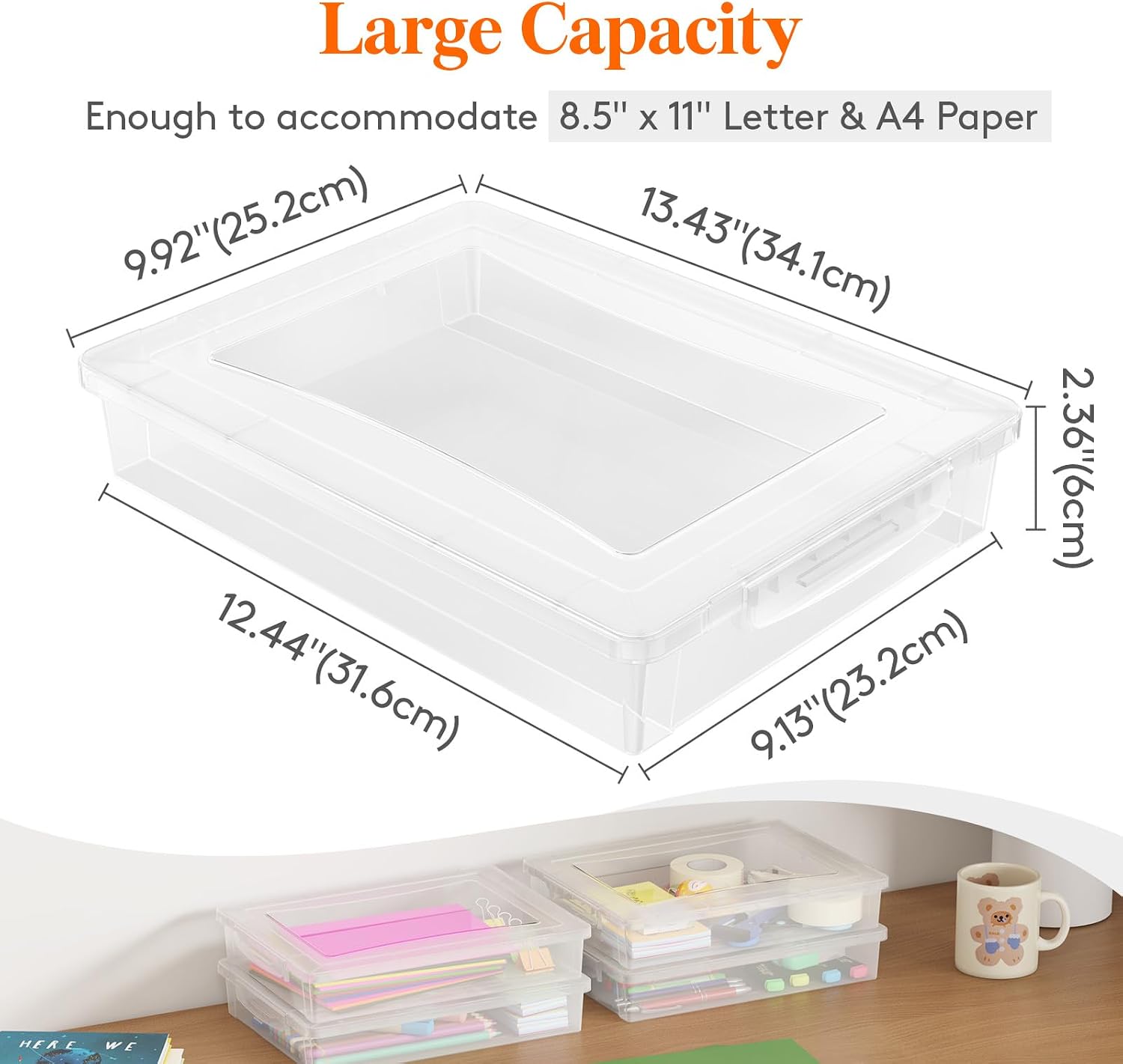 Lifewit 12 Pack Plastic Multi-Purpose Storage Box with Latching Lids, Clear A4, 8.5" x 11" Letter Size Paper Storage, Storage Containers for Board Game, Craft, Document, Magazine, Art Supplies