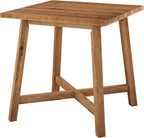 Solid Wood Bar Table, 31.5" Square Counter Height Pub Bistro Table with Footrest for Kitchen Dining Room, Farmhouse Small High Top Cocktail Furniture for Apartment Cafe, Brown