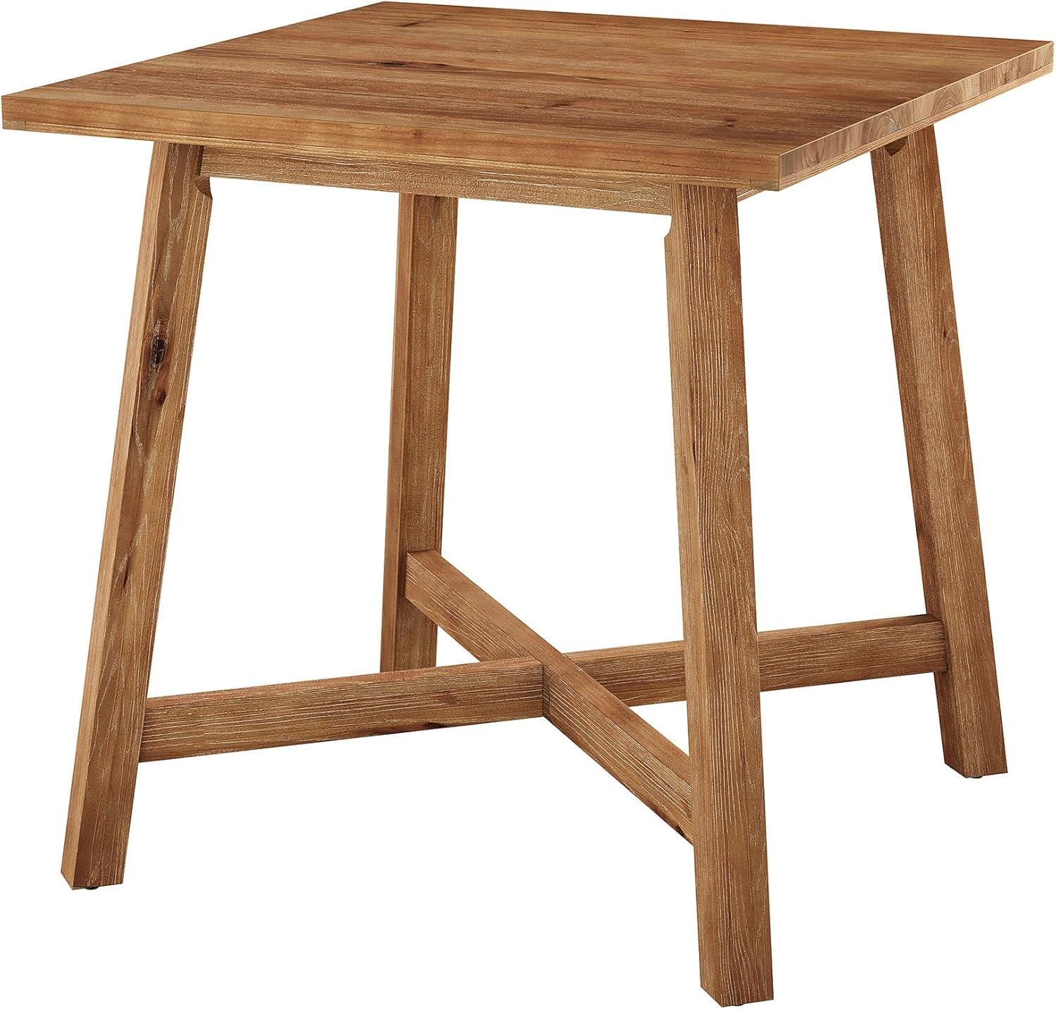 Solid Wood Bar Table, 31.5" Square Counter Height Pub Bistro Table with Footrest for Kitchen Dining Room, Farmhouse Small High Top Cocktail Furniture for Apartment Cafe, Brown