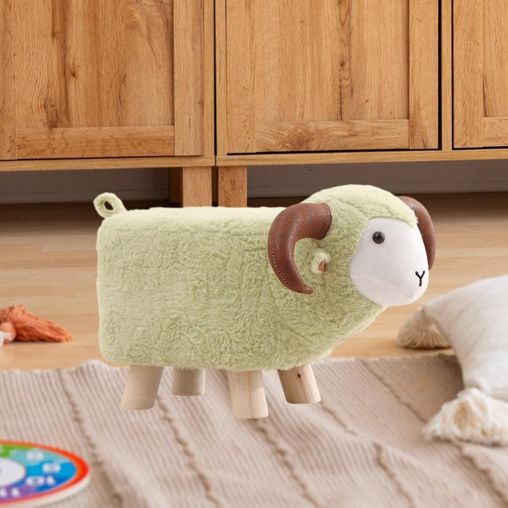 Animal Footstool Footrest Ottoman Soft Non Slip Feet Multifunctional Home Decor Kids Stool for Playroom Indoor Living Rooms, Green
