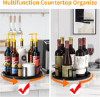 Coffee Syrup Organizer 8 Bottles, Rotating Coffee Syrup Holder with Stirrers Storage for Syrup Bottles, Cup and Lid, Wine Display, Syrup Rack Stand for Coffee Bar Organizer, Kitchen