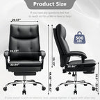 Big and Tall Comfy Office Chair,Ergonomic High Back Executive Desk Chair with Foot Rest,Heavy Duty Reclining Computer Chair with Wide Spring Cushion for Cross Legged,Home,Office,Gaming