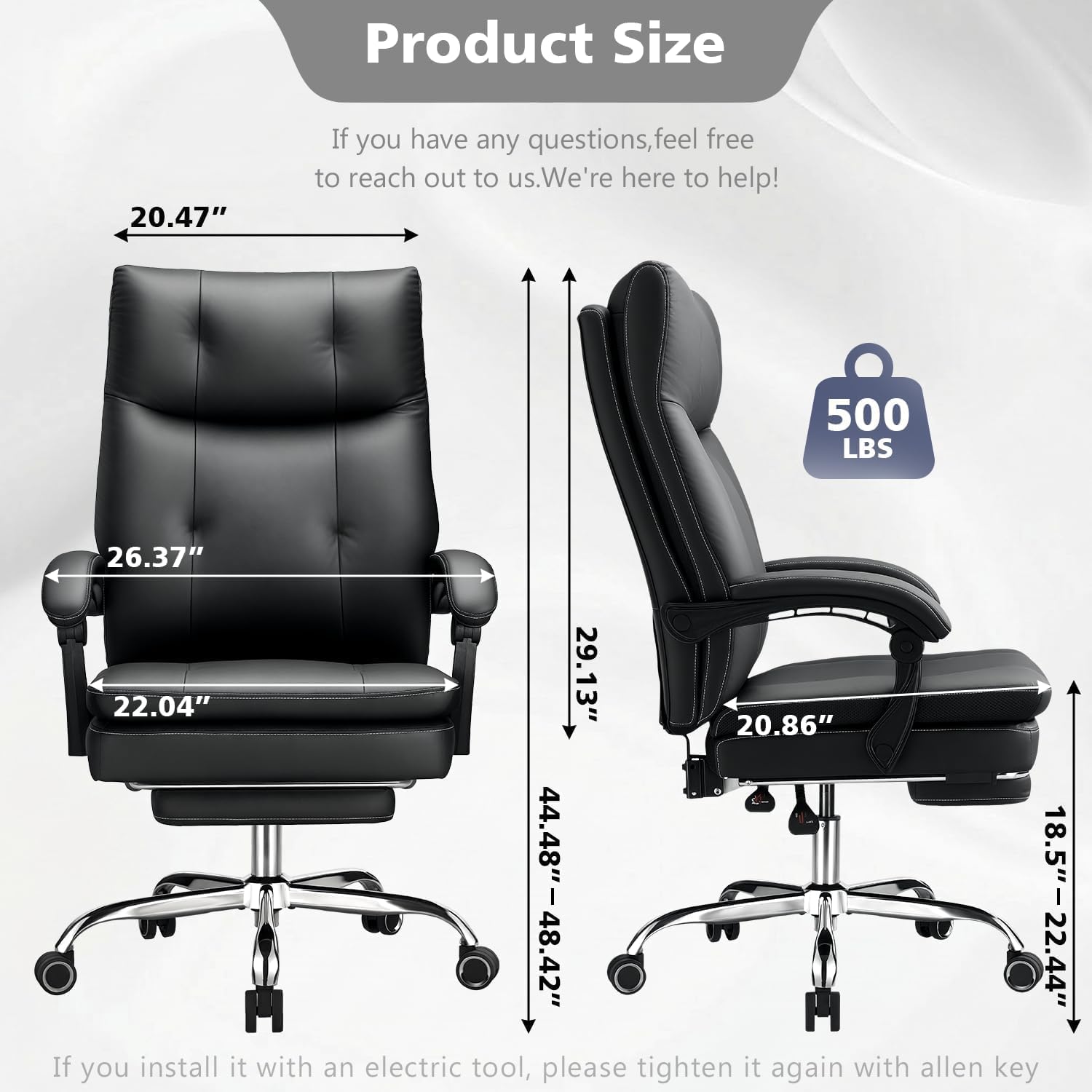 Big and Tall Comfy Office Chair,Ergonomic High Back Executive Desk Chair with Foot Rest,Heavy Duty Reclining Computer Chair with Wide Spring Cushion for Cross Legged,Home,Office,Gaming