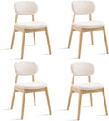 Wooden Dining Chairs Set of 4, Farmhouse Boucle Upholstered Kitchen Chairs, White