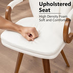 Swivel Dining Chairs Mid Century Modern White Faux Leather Upholstered Kitchen Chairs with Bentwood Frame Armrests Side Chairs,Comfortable Ergonomic Wood Accent Chair No Wheels,1PCS