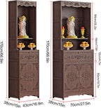 Meditation Table with Storage, Bamboo Buddhist Altar Cabinet, Personal Shrine Altar Table, Chinese Pooja Prayer Cabinet, for Living Room, Bedroom, Office(70cm/27.5in)