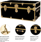 Rhino Trunk & Case Classic Camp & College Trunk with Antique Brass Hardware - 30"x17"x13", 1500+ lbs Capacity - Soft-Close Lid. Strong, USA Made Summer Camp Footlocker and Secure Dorm Storage Chest
