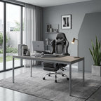 Racing E-Sports Gaming Chair - Ergonomic Grey PU Leather Computer Desk Chair with Footrest, High Back Recliner with Lumbar & Headrest Support, 360° Swivel for Home Office