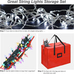 RUODON 12 Pack Christmas Lights Storage Holders with Storage Bag Hanging Rope Cord String Winder Organizer Holiday Lights Storage Hold Up to 164 Feet for Tree Lights, Electric Cords, Garlands (Red)