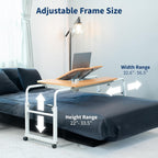 VIVO Mobile Over the Bed and Recliner Table, Tilting Laptop Tray with Height and Length Frame Adjustment, Ergonomic Overbed Kids and Adult Desk on Wheels, Light Wood, DESK-V202A