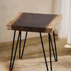 Square Teak Wood Slice Slab Side Table Top 17.7"x17.7"x1.96" Live Edge Raw Hand Crafted Root Plate Handmade Natural Wooden Board for Resin End Table Slab Untreated Wall Home Décor