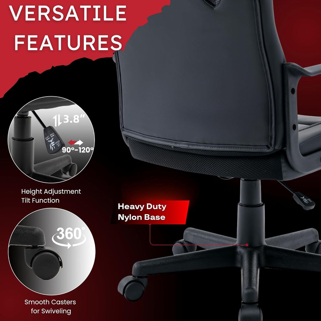 Ergonomic Computer Gaming Chair Home Office Racing Executive Video Task Desk PU Leather for Adults Teens Kids Gamer