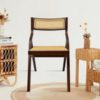 Folding Rattan Dining Chair Tea-Brown, Foldable Tea-Tone Wicker Armchair for Living Room Bedroom Restaurant Balcony, Space-Saver Collapsible Seat, Lightweight Bamboo-Look Frame, No-Assembly