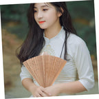 Baluue Mini Folding Fan Small Decorative Chinese Hand Fan Hollow Carved Design Portable 18cm for Women Wedding Dance Performance