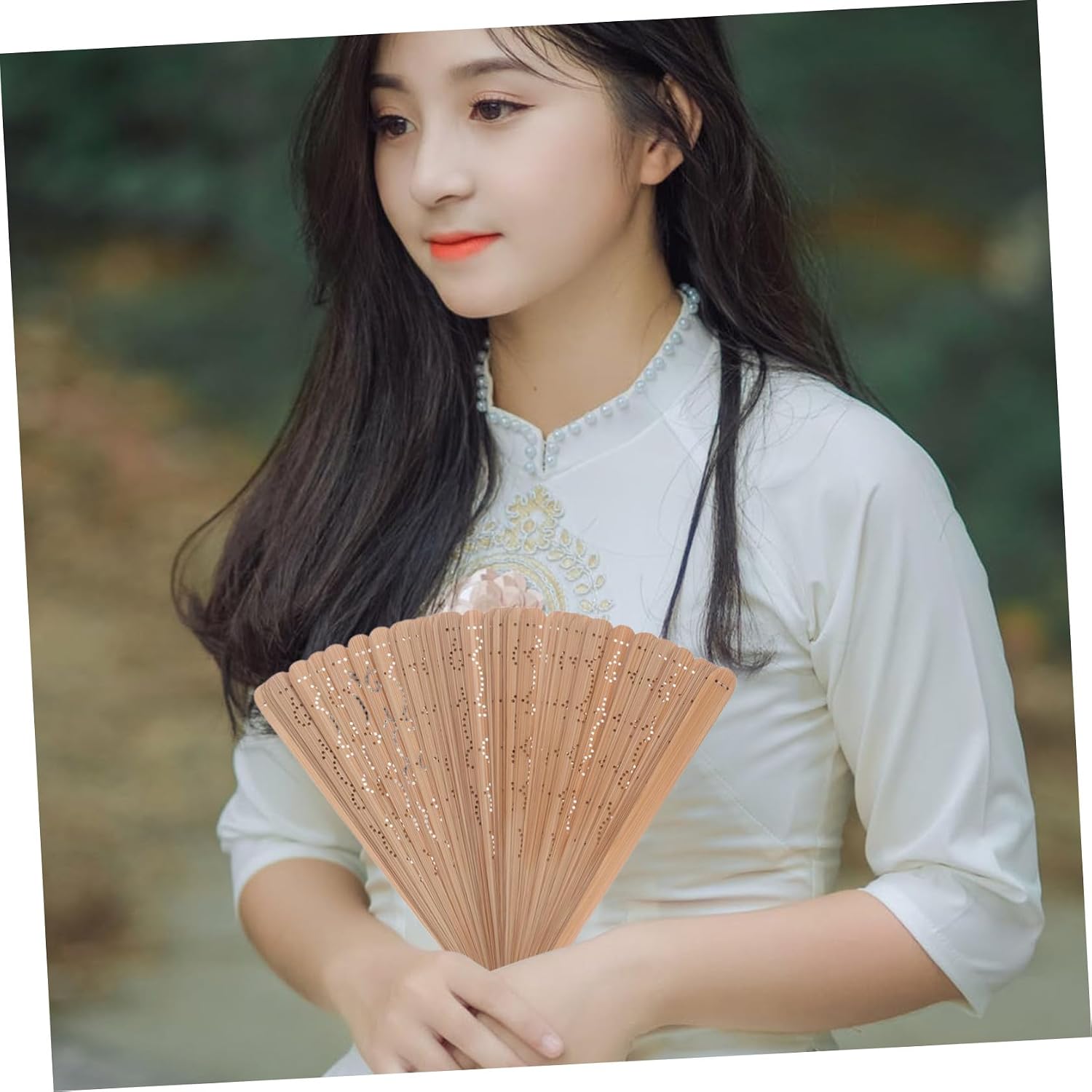 Baluue Mini Folding Fan Small Decorative Chinese Hand Fan Hollow Carved Design Portable 18cm for Women Wedding Dance Performance
