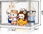 HOYOJA Clear Acrylic Display Case, Large Stackable Storage Bins Magnetic Attraction Lids, 5 Pack Acrylic Box Showcase for Collectibles, Figures, Cosmetic, Purse, Handbag, Wallet, 10.7x8.6x14.2 inch
