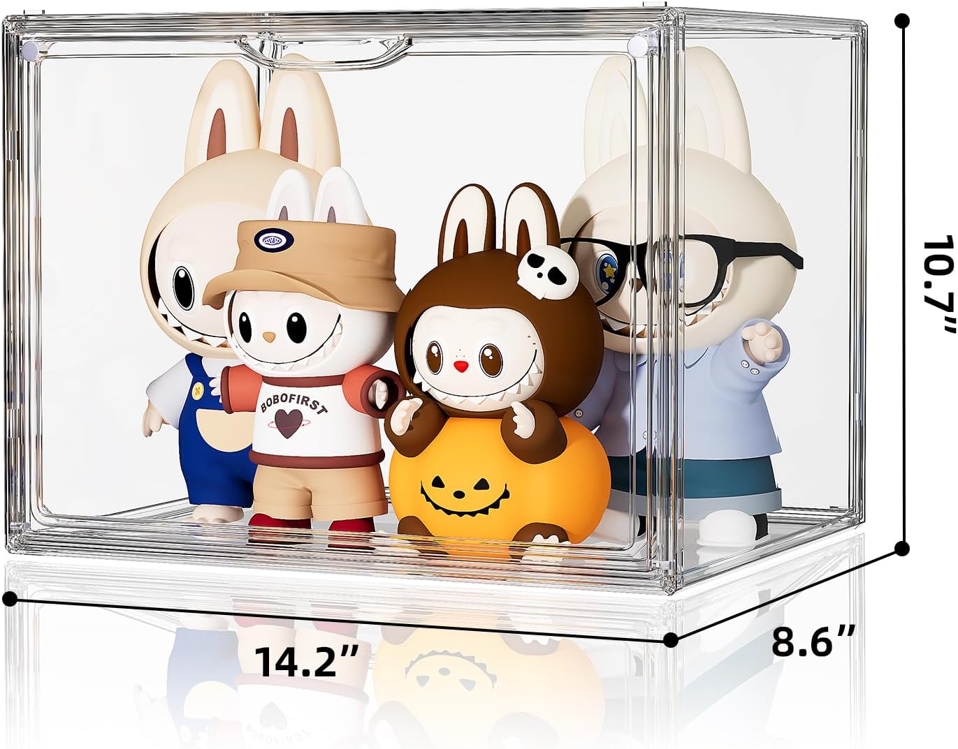 HOYOJA Clear Acrylic Display Case, Large Stackable Storage Bins Magnetic Attraction Lids, 5 Pack Acrylic Box Showcase for Collectibles, Figures, Cosmetic, Purse, Handbag, Wallet, 10.7x8.6x14.2 inch