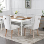 Ball & Cast Contemporary Upholstered Dining Chairs Set of 2, Button Tufted Kitchen Side-Chairs with Hang Ring & Nailhead Trims & Solid Wood Legs, 2-Piece Backrest Traditional Chair, Linen Beige