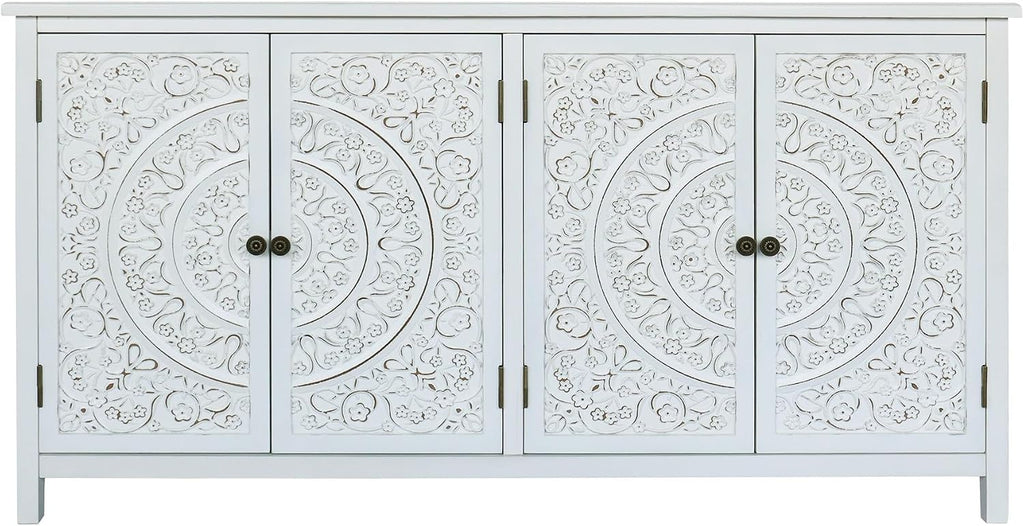 Mid-Century Accent Cabinet with 4 Doors, Rustic Sideboard Pantry Cabinet, for Home Decor,for Kitchen Home