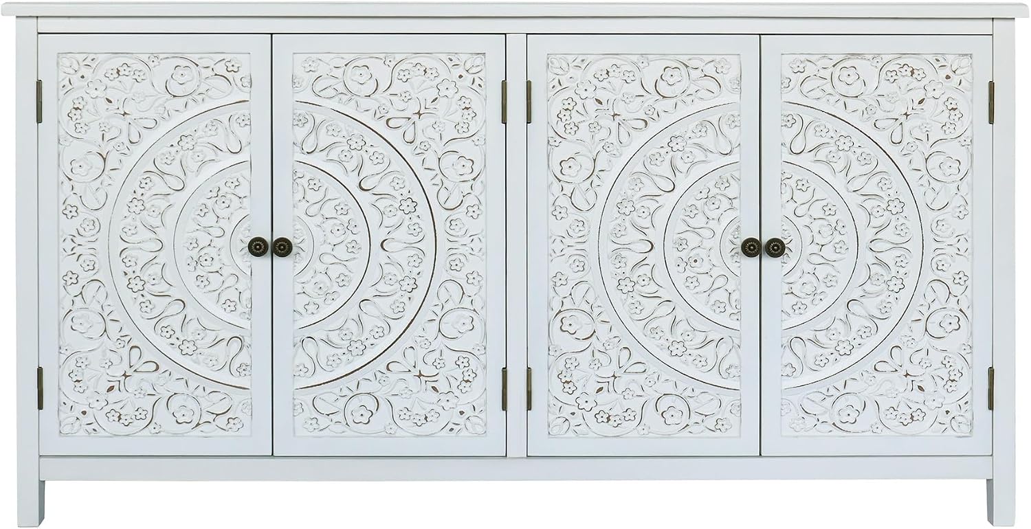 Mid-Century Accent Cabinet with 4 Doors, Rustic Sideboard Pantry Cabinet, for Home Decor,for Kitchen Home