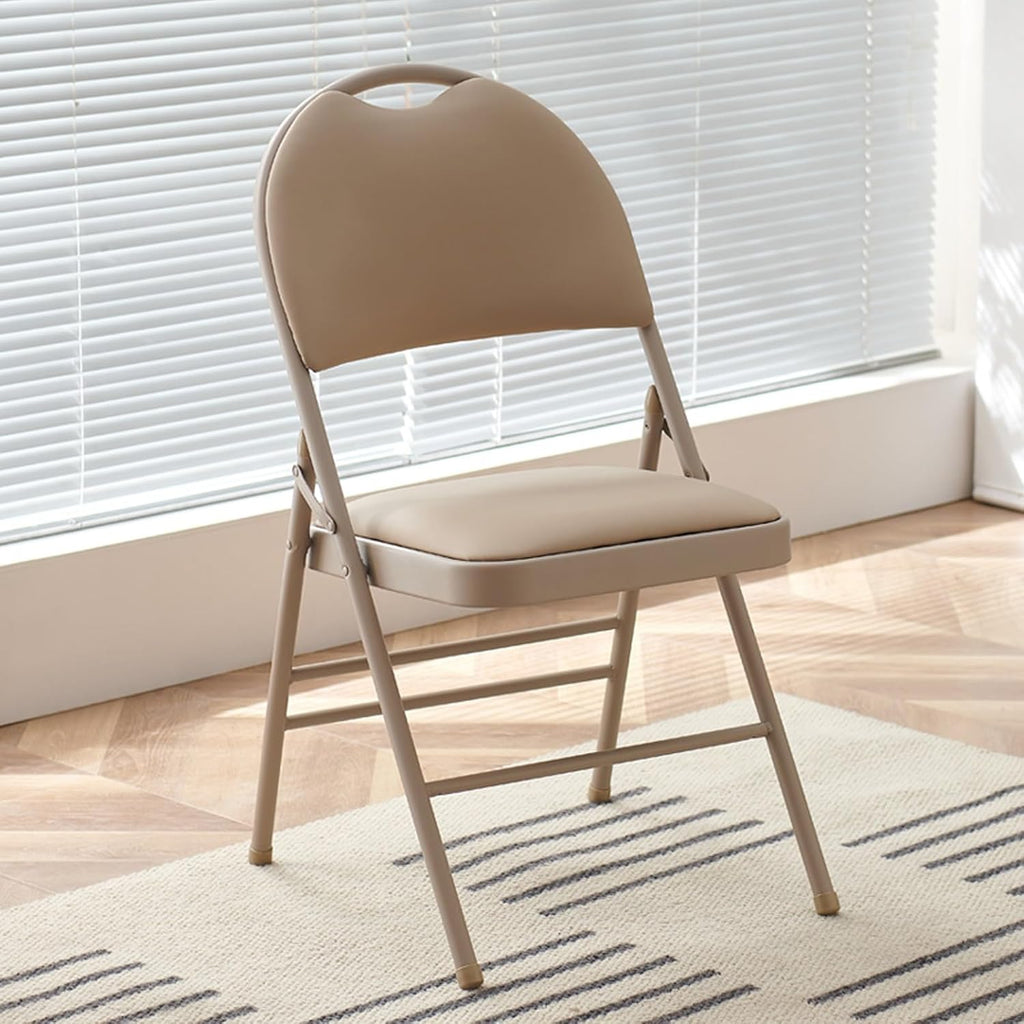 Folding Chairs-Metal Guest Stools,Commercial Event Seat,for Indoor Outdoor,Sturdy & Space-Saving,Comfortable Cushion Chairs (1-Pack)(Khaki)