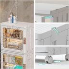 Countertop Storage Cabinet with Door and Shelf Mini Foldable Small Cabinet Organizers and Storage for Bathroom Pantry Bedroom, White(1 Layer)