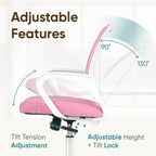 ETONEX Office Chair with Ergonomic Mid Back Cushion Lumbar Support Adjustable Swivel Rolling Computer Gaming Desk Chair Comfy Mesh Seat Wheels Home Executive Use (Pink)