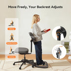 Newtral Standing Desk Chair, Standing Mate Chair for Sit-Stand, Ergonomic Leaning Perch Chair with Anti-Fatigue Mat, Standing Stool, Saddle Chair, Height Adjustable Home Office Posture Seat-MT-M-DG