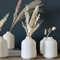 Carrot's Den - Set of 6 White Mini Ceramic Vases for Home Decor | Boho Bud Vases in Bulk for Dry Flowers + House Plants | Wedding, Home, Centerpiece, Modern, Japandi, Farmhouse, Minimalist