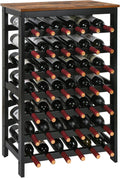 VASMIA 42 Bottles Bamboo Wine Rack,7-Tier Wine Rack Freestanding Floor with Table Top, Wine Storage Shelf for Kitchen Dining Room Bar,Rustic Brown and Black