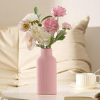 Mfacoy Ceramic Flower Vase, Minimalist Decor, Modern Home Decorative Vase, 8 in Small Pampas Grass Vases For Kitchen, Bedroom, Office, Living Room, Bathroom, Shelf Centerpiece Table Decorations (Pink)