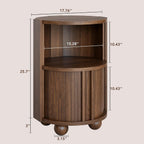 Decofy Modern Round Nightstands Set of 2 with Sliding Doors and 2 Storage Shelves, Modern Bedside End Table, Suitable for Bedroom (Walnut)
