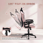 TTRACING Duo V4 Pink Gaming Chair with Wearable Cat Ears, Ergonomic Home Office Computer Desk Chair, Breathable Air Threads Fabric and Faux Leather, 135° Recline, 280lb Capacity, Kitty Puff