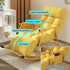 Leisure Rocking Chair and Footstool Set,Modern Living Room Rocking Chair with Cushion,Bedroom Breathable Sofa Lounger with Legrest,Comfortable Garden Rocking Chair with Armres,Light Blue,One
