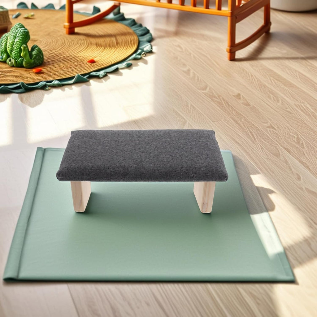 VOSAREA Foldable Wooden Bench with Cloth Cushion, Portable Stool and Travel, Ergonomic Knee Protection Stool for Comfortable Prayer and Sessions