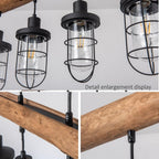 4-Light Farmhouse Kitchen Island Lighting, Dining Room Light fixtures Over Table, Chandeliers for Dining Room Over Island, Wood Vintage Ceiling Chandelier for Living Room