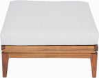 Christopher Knight Home Ellie Outdoor Ottoman with Water-Repellent Cushion, Acacia Wood Patio Ottoman, Outdoor Foot Stool for Patio Furniture Set, Versatile Stools for Balcony Garden, Beige+Teak