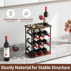 Nuovoware Wine Racks Countertop, Wine 9 Bottles Holder, Metal Wine Storage Organizer for Kitchen, Bar, Table, Cabinet, Wine Cellar, Vintage Brown
