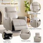 HAOMARKETS Electric Swivel Rocker Recliner Chair Set of 2, Power Faux Leather Glider Rocking Recliners for Adults,360° Swivel Nursery Reclining Sofa with USB Charging Port, Beige