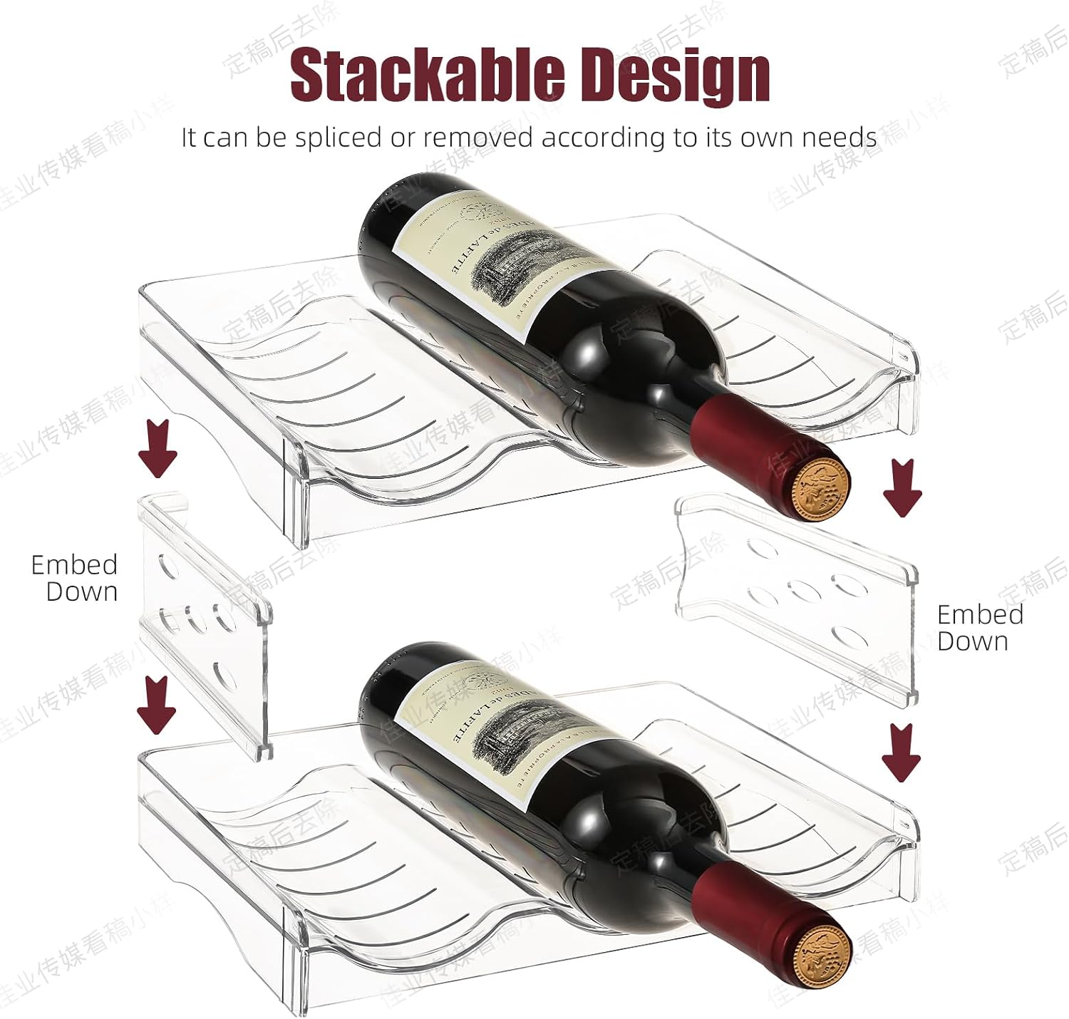 Stackable Wine Rack & Water Bottle Organizer for Cabinet - 3 Tier Acrylic Holder for Countertop, Fridge, Bar, Pantry, or Office, Hold 12 Bottles