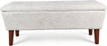 42" Rectangular Linen Ottoman Bench, Modern Low Footrest Stool with Solid Wood Tapered Legs, Multi-Use Entryway Shoe Bench & End of Bed Bench for Living Room/Bedroom