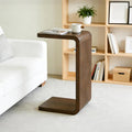 Lefedrasticity C Shaped End Table Small Side Table for Couch Walnut Sofa Table Wooden Narrow Couch Side Table Rustic C Table for Living Room Office Bedroom (Walnut)