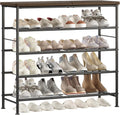 SUOERNUO Shoe Rack Organizer 5 Tier for Closet Entryway Free Standing Metal Storage Shoe Shelf with MDF Top Board，Black+Rustic Brown